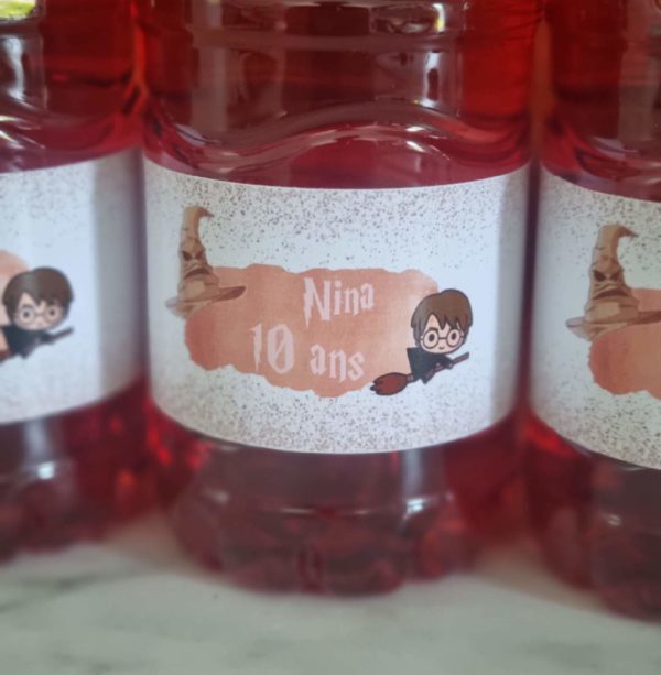 Etiquettes bouteilles thème Harry Potter anniversaire sweet table papeterie personnalisée évènementiel proche Saint meen le grand