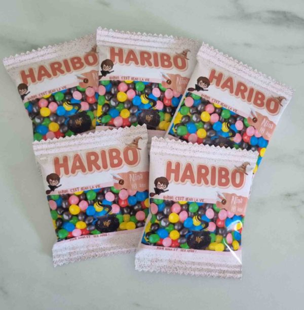 Haribo bonbon dragibus sachets thème Harry Potter fête anniversaire évènement papeterie personnalisée Gaël
