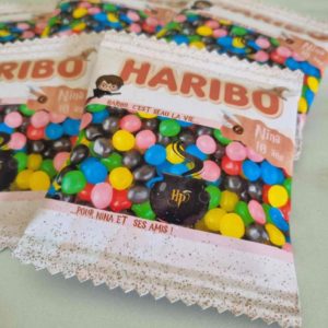 Sachets bonbons personnalisés Haribo bonbon dragibus sachets thème Harry Potter fête anniversaire évènement papeterie personnalisée proche Rennes