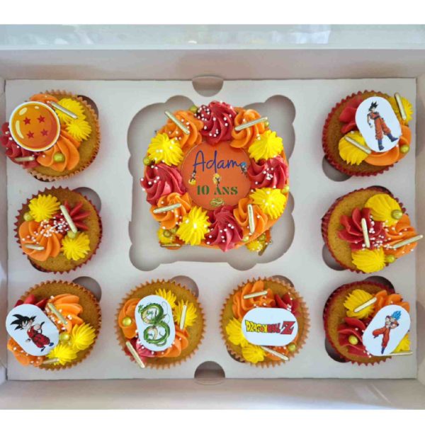 Box festive Dragon Ball cupcakes bento personnalisé fête anniversaire proche St meen le grand
