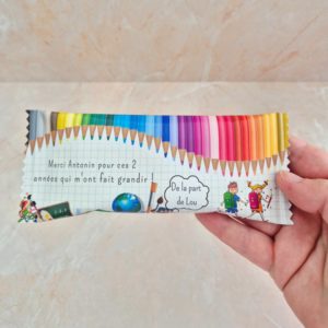 Sachet de billes chocolatées personnalisé fin d'année scolaire