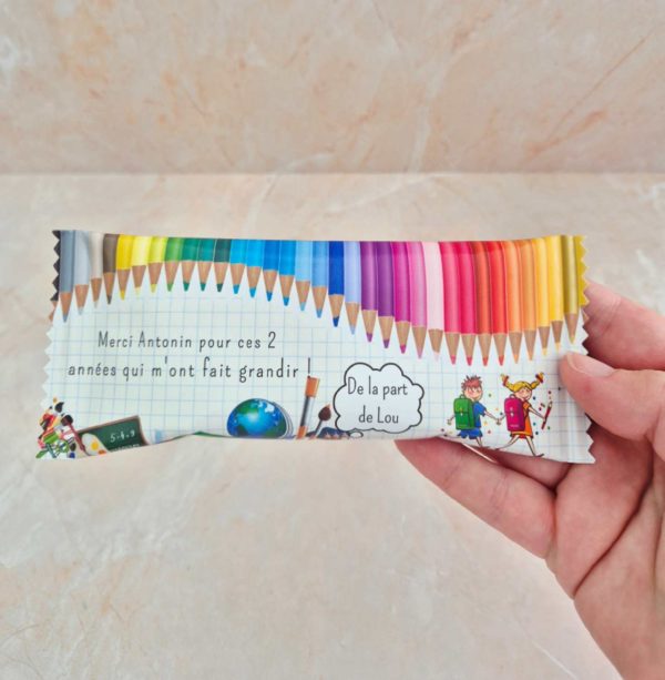 Sachet de billes chocolatées personnalisé fin d'année scolaire